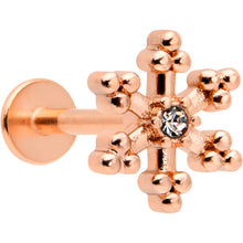 Load image into Gallery viewer, 16G 5/16 Clear Gem Rose Gold Tone Snowflake Labret Monroe Tragus
