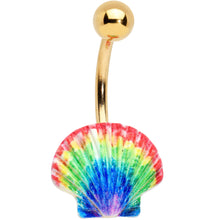 Load image into Gallery viewer, Gold Tone Rainbow Scallop Shell Nautical Belly Ring
