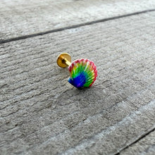 Load image into Gallery viewer, 16G 5/16 Gold Tone Rainbow Scallop Shell Labret Monroe Tragus
