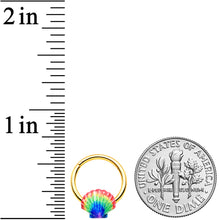 将图片加载到图库查看器，16G 3/8 Gold Tone Rainbow Scallop Shell Hinged Segment Ring
