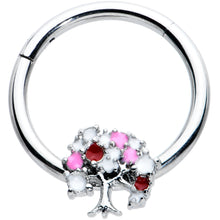 将图片加载到图库查看器，16G 3/8 Red Gem Luscious Pinks Fruit Tree Hinged Segment Ring
