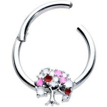 将图片加载到图库查看器，16G 3/8 Red Gem Luscious Pinks Fruit Tree Hinged Segment Ring
