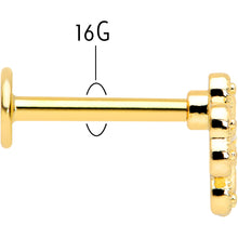 Load image into Gallery viewer, 16G 5/16 Yellow Gem Gold Tone Textured Cross Labret Monroe Tragus
