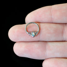 Load image into Gallery viewer, 16G 3/8 Aurora Gem Deco Waves Hinged Segment Ring
