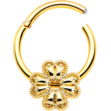 Load image into Gallery viewer, 16G 3/8 Yellow Gem Gold Tone Texture Cross Hinged Segment RIng
