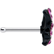 Load image into Gallery viewer, 20G 1/4 Pink Gem Midnight Black Butterfly Nose Bone
