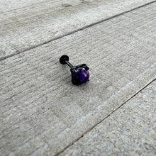 Load image into Gallery viewer, 16G 5/16 Purple Amethyst Black Claw Hand Labret Monroe Tragus
