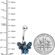 Load image into Gallery viewer, Textured Blue Baroque Butterfly Belly Ring
