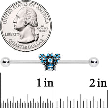 Load image into Gallery viewer, 14G Texture Blue Butterfly Industrial Barbell 38mm
