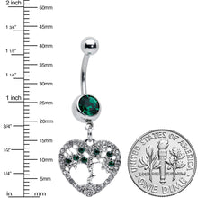 将图片加载到图库查看器，Green Gem Heart Tree Valentines Day Dangle Belly Ring
