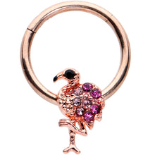 Load image into Gallery viewer, 16G 3/8 Rose Gold Tone Fashion Flamingo Hinged Segment Ring
