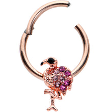 Load image into Gallery viewer, 16G 3/8 Rose Gold Tone Fashion Flamingo Hinged Segment Ring
