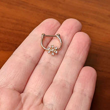 Load image into Gallery viewer, 16G 5/16 Clear Gem Rose Gold Tone Geo Snowflake Cartilage Clicker
