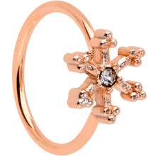 Load image into Gallery viewer, 20G 5/16 Clear Gem Rose Gold Tone Sweet Snowflake Nose Hoop
