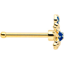 Load image into Gallery viewer, 20G 1/4 Black Gem Gold Tone Blue Crab Nautical Nose Bone
