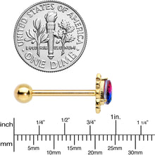 Load image into Gallery viewer, Purple Tourmaline Gold Tone Lacy Drop Barbell Tongue Ring
