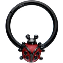 将图片加载到图库查看器，16G 3/8 Black Classic Ladybug Hinged Segment Ring
