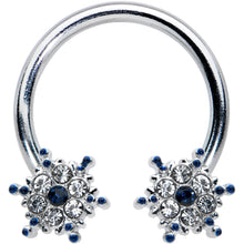 Load image into Gallery viewer, 16G 3/8 Blue Gem Festive Snowflake Horseshoe Circular Barbell
