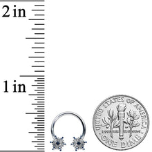 Load image into Gallery viewer, 16G 3/8 Blue Gem Festive Snowflake Horseshoe Circular Barbell
