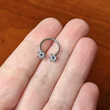 Load image into Gallery viewer, 16G 3/8 Blue Gem Festive Snowflake Horseshoe Circular Barbell
