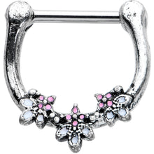 Load image into Gallery viewer, 16G 5/16 Pink White Abstract Leaf Flower Cartilage Clicker

