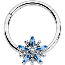 将图片加载到图库查看器，16G 3/8 Snowflake Blues Christmas Hinged Segment Ring
