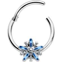 将图片加载到图库查看器，16G 3/8 Snowflake Blues Christmas Hinged Segment Ring
