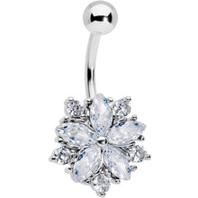 将图片加载到图库查看器，Clear CZ Gem Floral Burst Baroque Belly Ring
