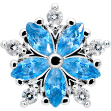 将图片加载到图库查看器，16G 1/4 Blue CZ Gem Floral Burst Cartilage Tragus Earring
