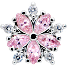 Load image into Gallery viewer, 16G 1/4 Pink CZ Gem Floral Burst Cartilage Tragus Earring
