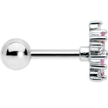 Load image into Gallery viewer, 16G 1/4 Pink CZ Gem Floral Burst Cartilage Tragus Earring
