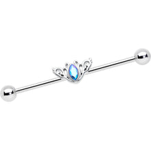 Load image into Gallery viewer, 14G Aurora Gem Art Deco Style Waves Industrial Barbell 38mm
