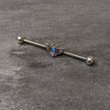 Load image into Gallery viewer, 14G Aurora Gem Art Deco Style Waves Industrial Barbell 38mm
