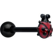 将图片加载到图库查看器，Black Classic Ladybug Top End Barbell Tongue Ring
