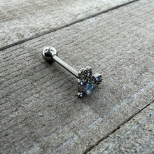 Load image into Gallery viewer, Blue Gem Twining Heart Mystic Orb Barbell Tongue Ring
