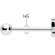 Load image into Gallery viewer, Clear CZ Gem Understated Hamsa Hand Barbell Tongue Ring
