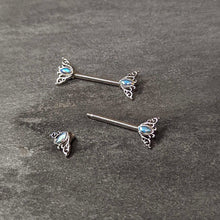 Load image into Gallery viewer, 14G 9/16 Aurora Gem Deco Waves Barbell Nipple Ring Set
