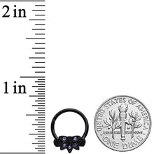 Load image into Gallery viewer, 16G 3/8 Purple Gem Black Skull Blossom Hinged Segment Ring
