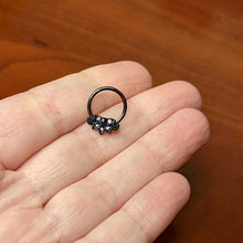 Load image into Gallery viewer, 16G 3/8 Purple Gem Black Skull Blossom Hinged Segment Ring

