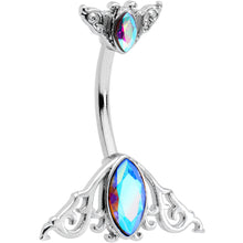 Load image into Gallery viewer, Aurora Gem Art Deco Scrollwork Ovals Double Mount Belly Ring
