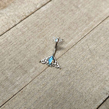 Load image into Gallery viewer, Aurora Gem Art Deco Scrollwork Ovals Double Mount Belly Ring
