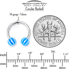 Load image into Gallery viewer, 14G 7/16 Beach Ball Blue Stripe Horseshoe Circular Barbell
