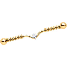 Load image into Gallery viewer, 14G Clear Gem Gold Tone Vee Spring Coil Project Bar 38mm
