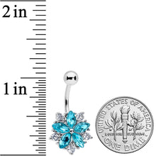 将图片加载到图库查看器，Blue Clear CZ Gem Baroque Floral Burst Belly Ring

