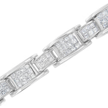 Load image into Gallery viewer, 14K White Gold 5.0 Cttw Princess Cut Diamond Invisible Set Alternating Size D Shaped Links Tennis Bracelet (H-I Color, SI2-I1 Clarity) - 7â€
