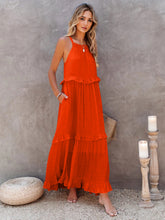 Load image into Gallery viewer, Romantic Ruffled Sleeveless Tiered Maxi Dress with Pockets Elegant &amp; Chic Statement Beautiful Design Dress

