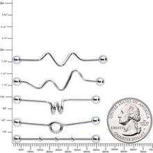 Load image into Gallery viewer, 14G Loops Waves Industrial Project Bar 40mm Set of 5
