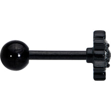 Load image into Gallery viewer, 16G 1/4 Clear CZ Gem Black Abstract Sun Cartilage Tragus Earring
