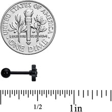 Load image into Gallery viewer, 16G 1/4 Clear CZ Gem Black Abstract Sun Cartilage Tragus Earring
