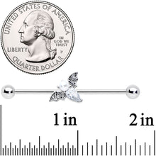 Load image into Gallery viewer, 14G Clear Gem Offset Bat Halloween Industrial Barbell 38mm
